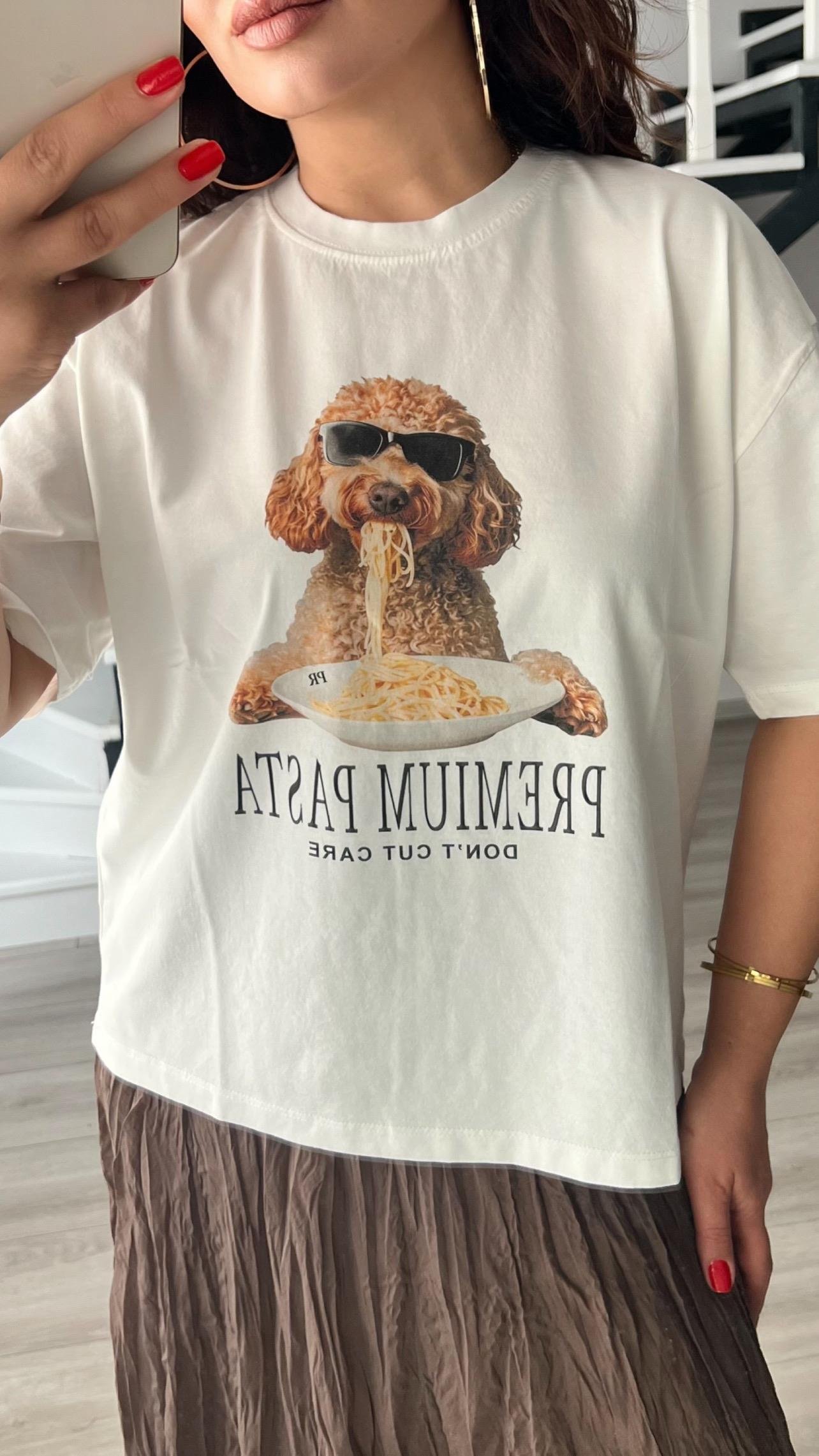 Beyaz Pemium Pasta&Dog  Tshirt