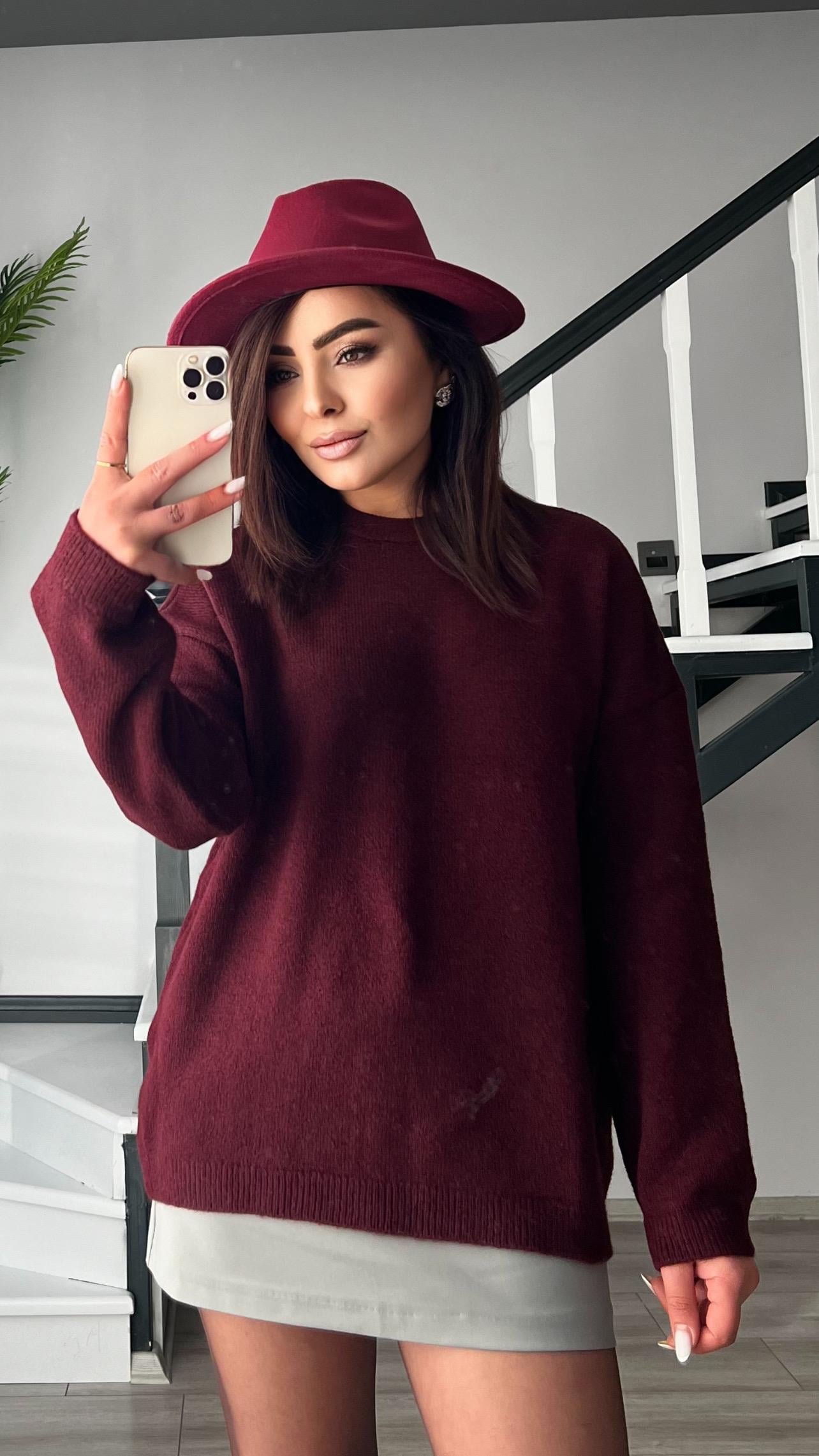 Bordo Bisiklet Yaka Basic Kazak