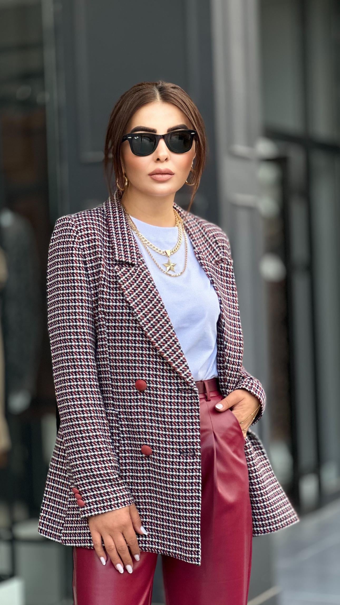 Bordo Kazayağı Torba Cep Blazer Ceket 
