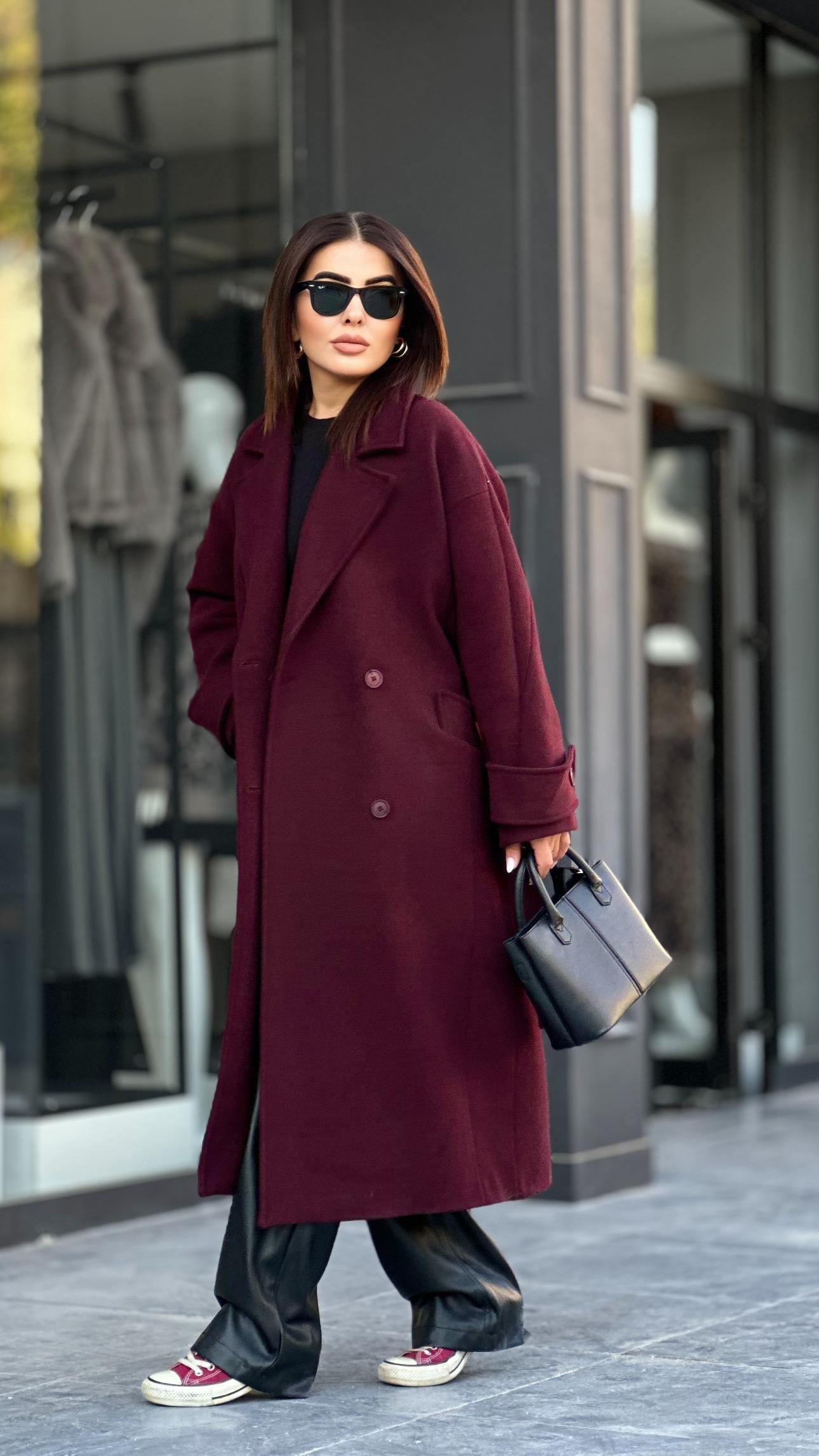 Bordo Premium Kaşe Kaban 