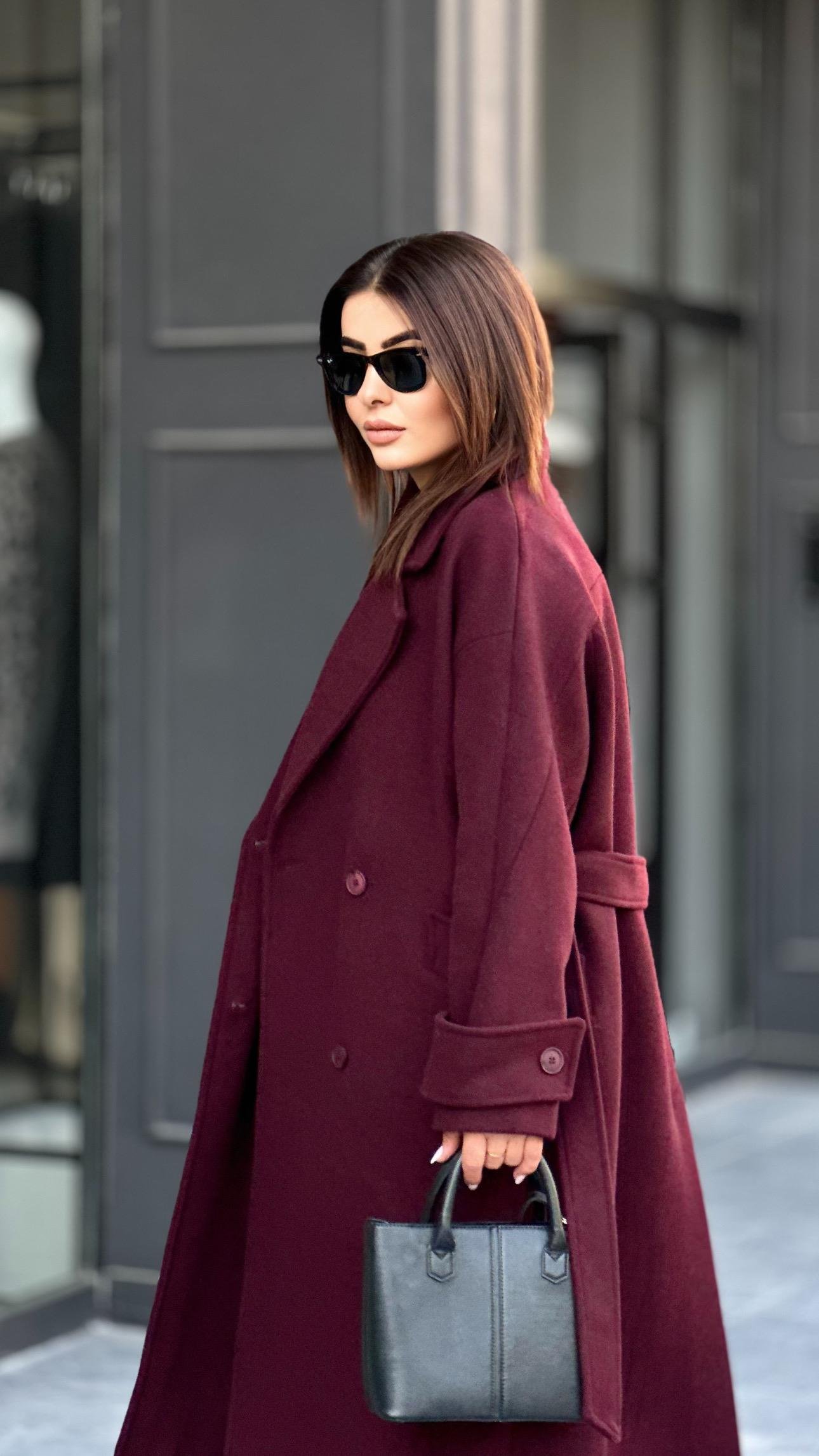 Bordo Premium Kaşe Kaban 