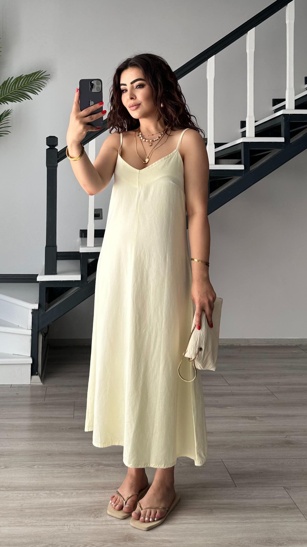 Butter Yellow Tnsel  Ayarlanabilir Askılı Elbise