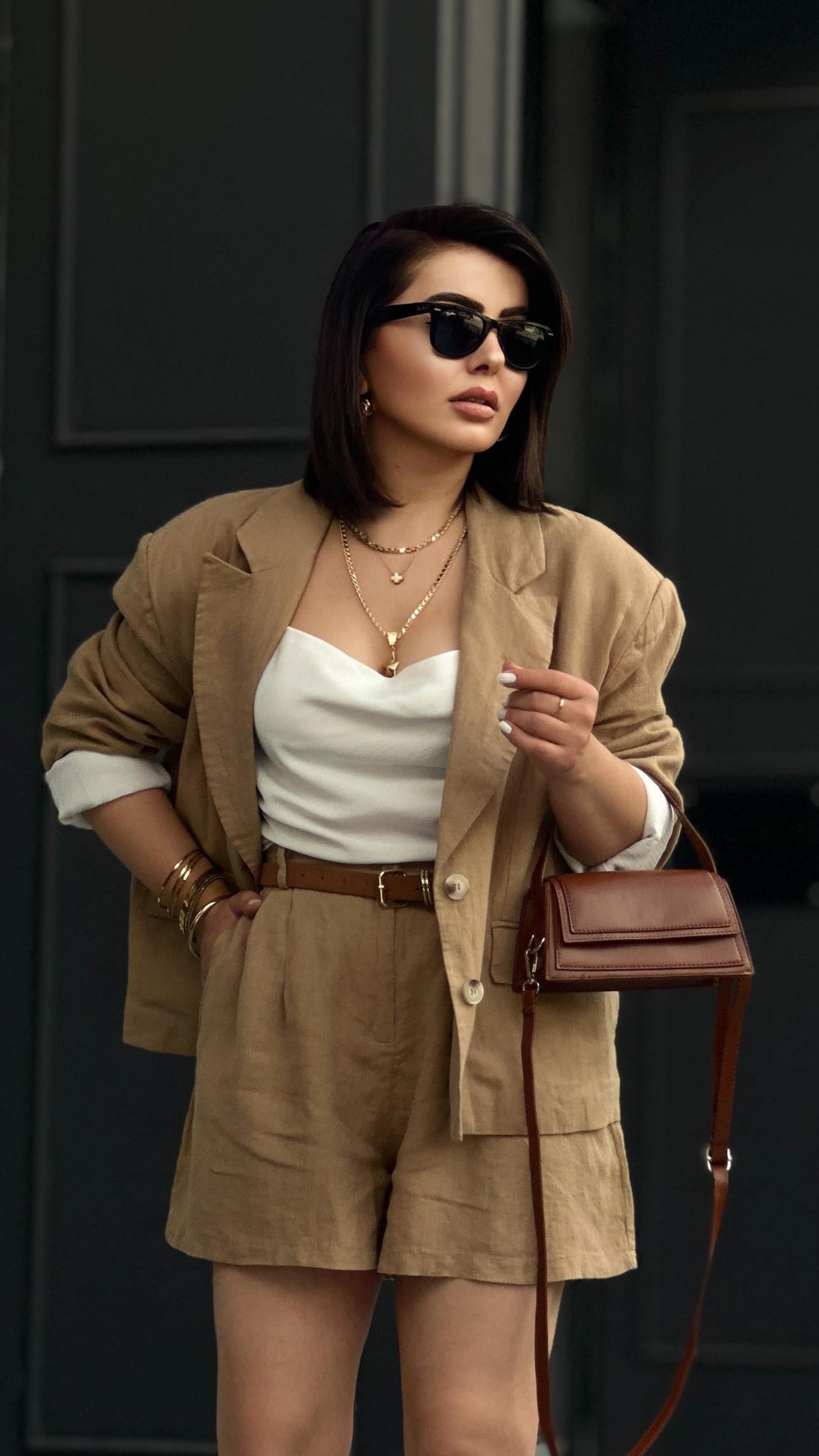 Camel %100 Ham Keten Blazer Ceket