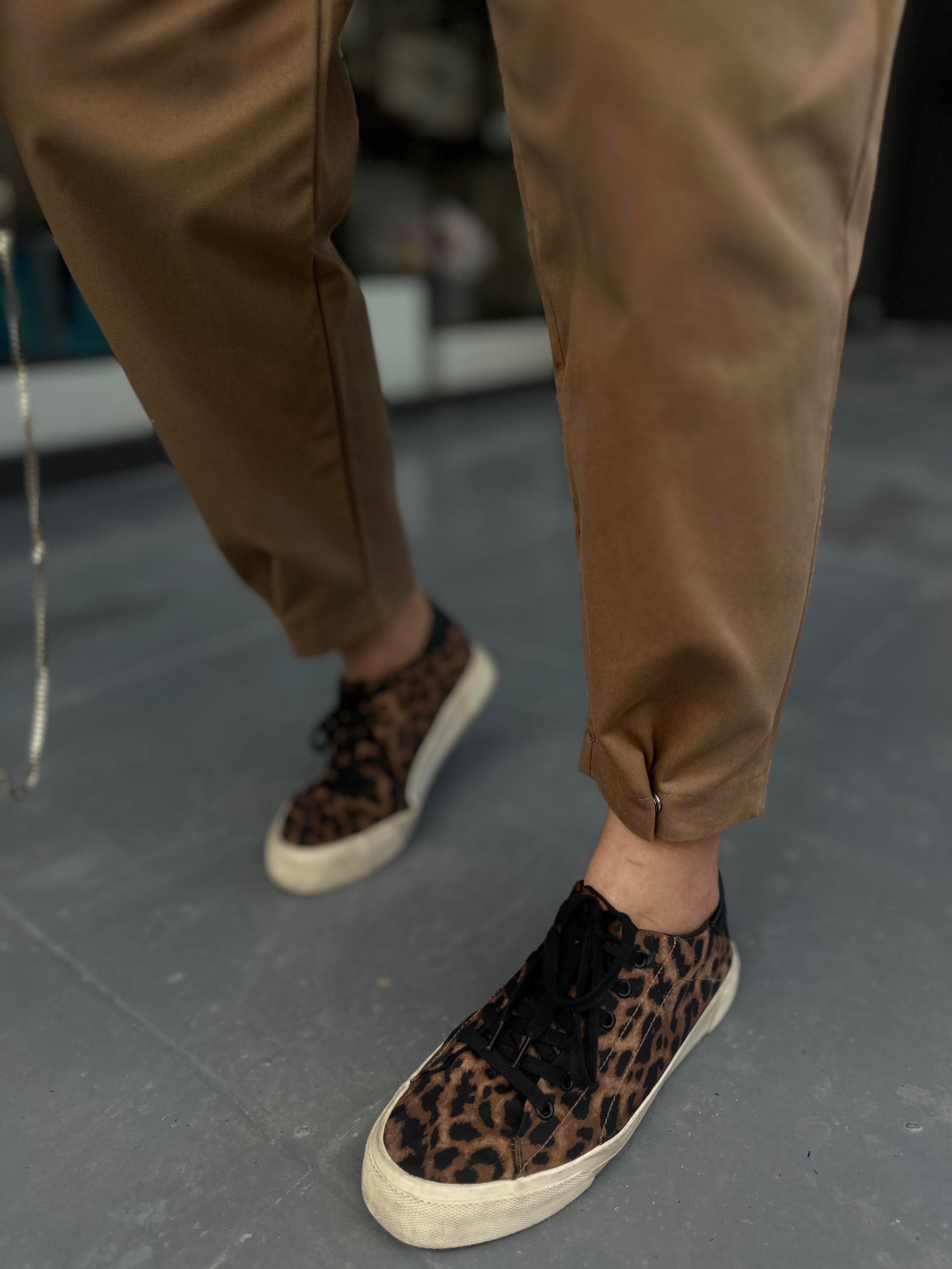 Camel Paça Çıtçıtlı Slouchy Pantolon 