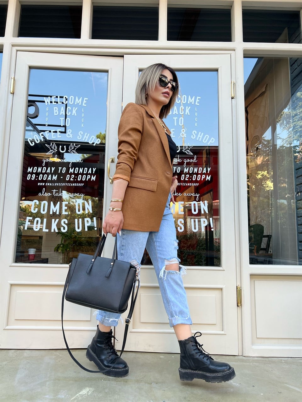 Camel Yün Efekt Blazer Ceket