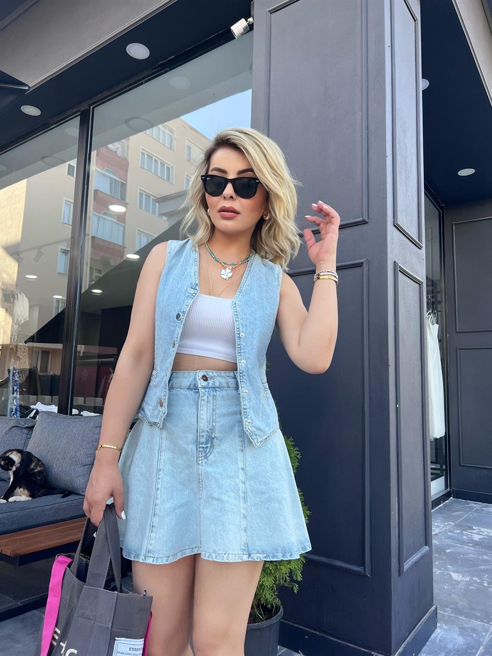 Denim Mini Etek