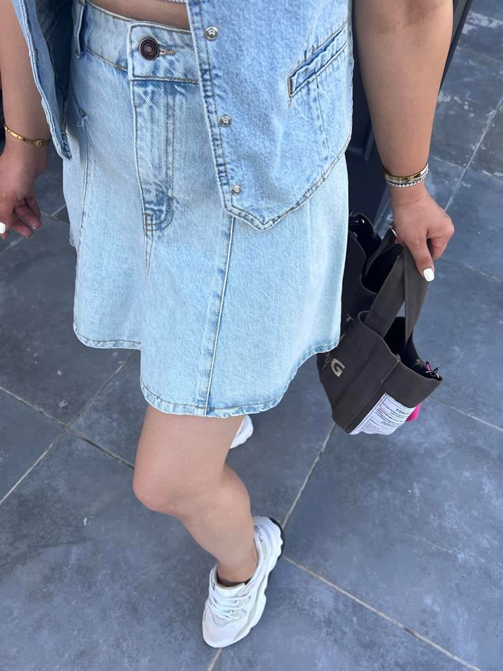 Denim Mini Etek