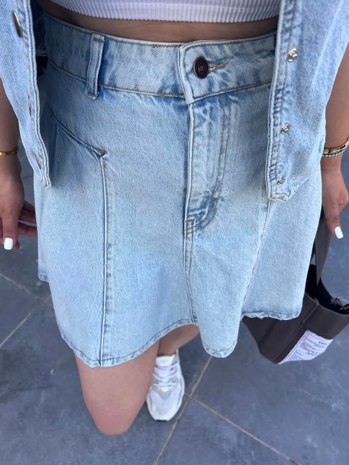 Denim Mini Etek
