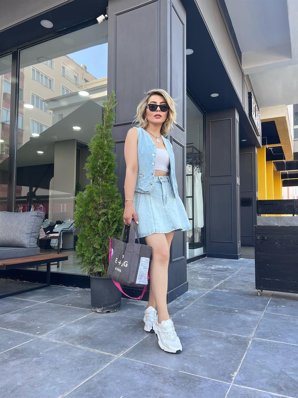 Denim Mini Etek
