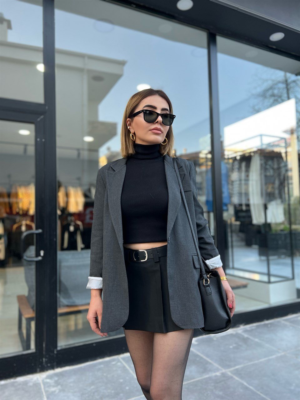 Füme Astalı Blazer Ceket