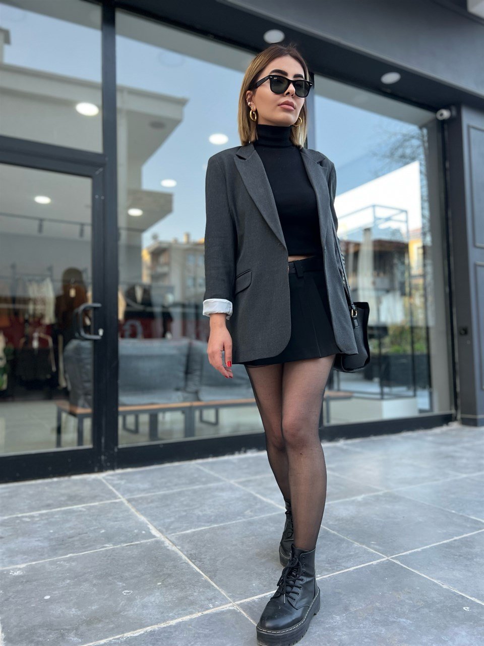 Füme Astalı Blazer Ceket