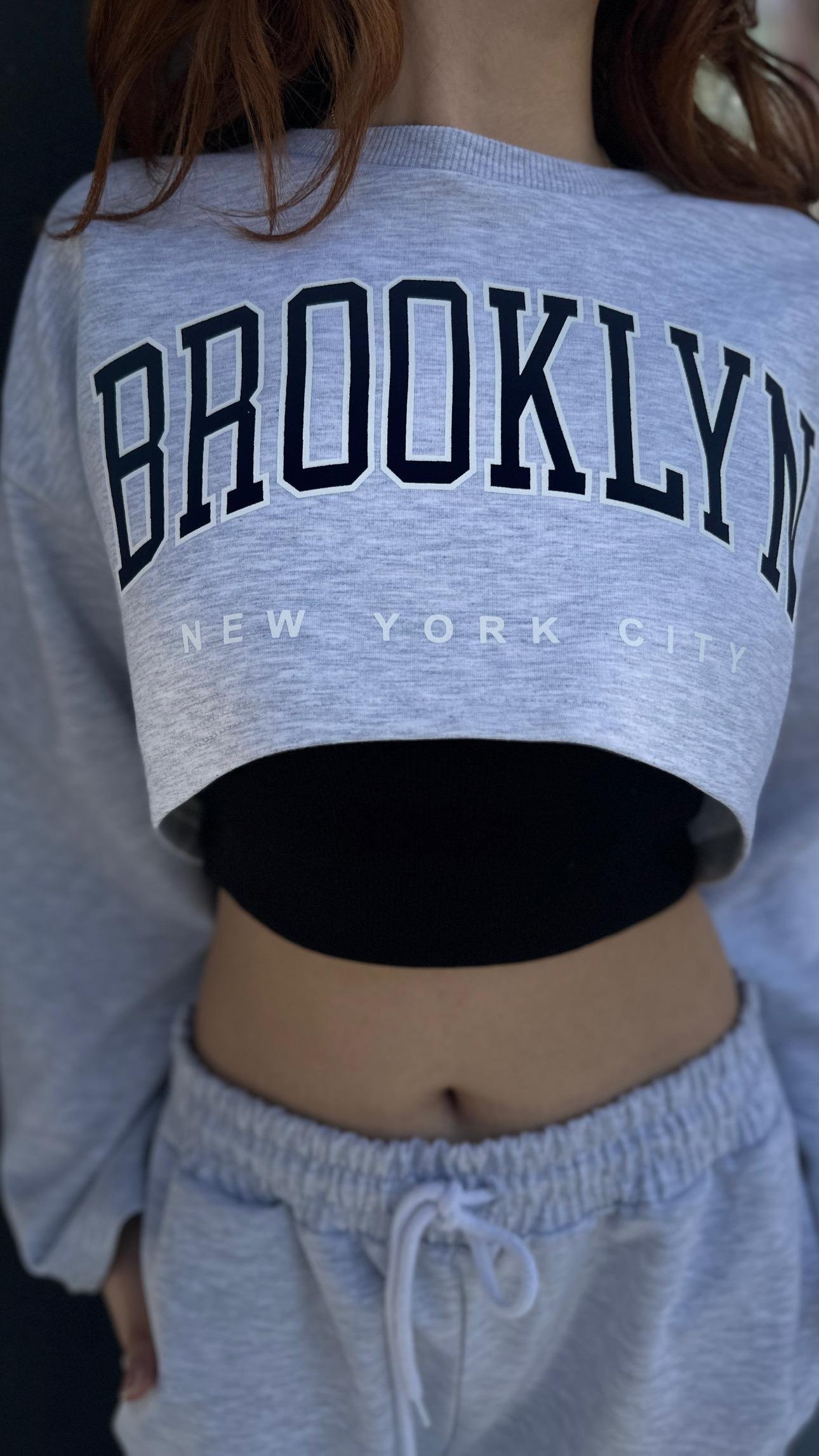 Gri BROOKLYN Baskılı Eşofman Takım
