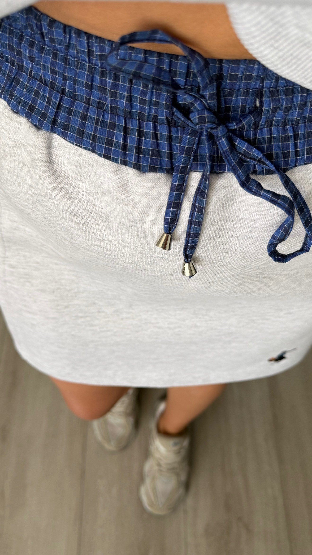 Grey Shirt Detailed Sweatshirt & Skirt Set