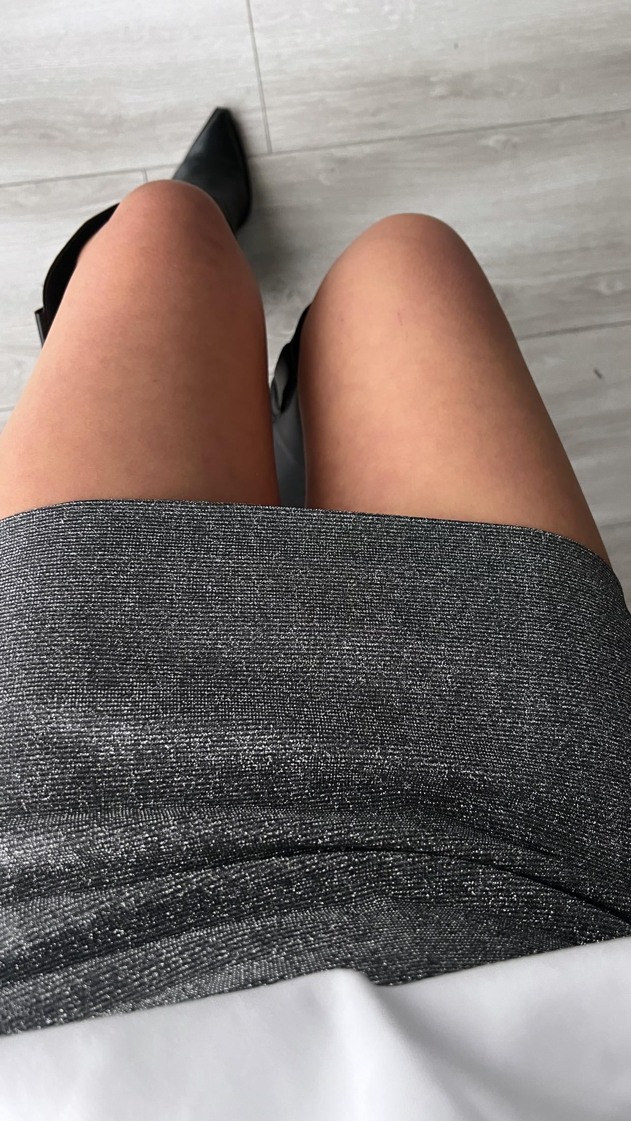 Gümüş Simli Şort Astarlı Mini Etek