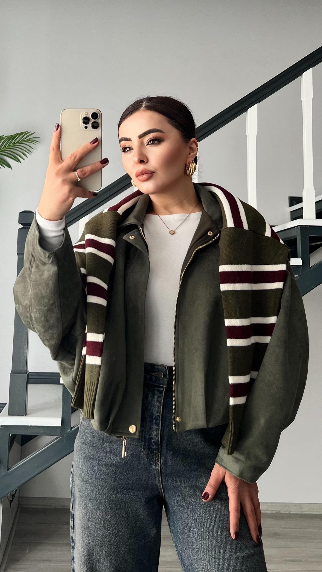 Haki Süet Bomber Ceket