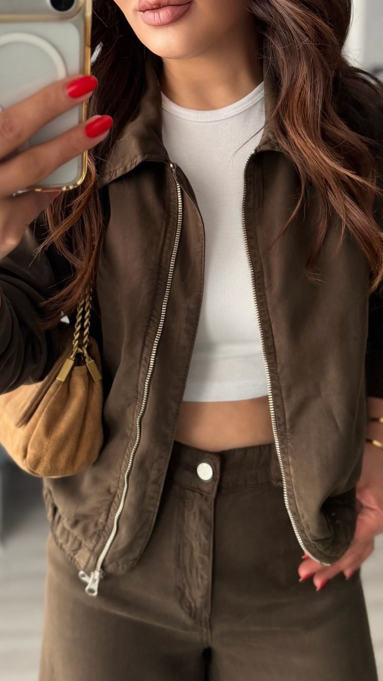 Haki Tencel Bomber Ceket-Pantolon Takım