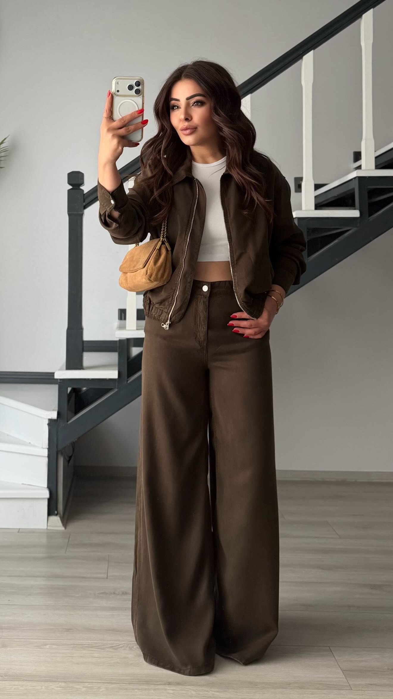 Haki Tencel Bomber Ceket-Pantolon Takım