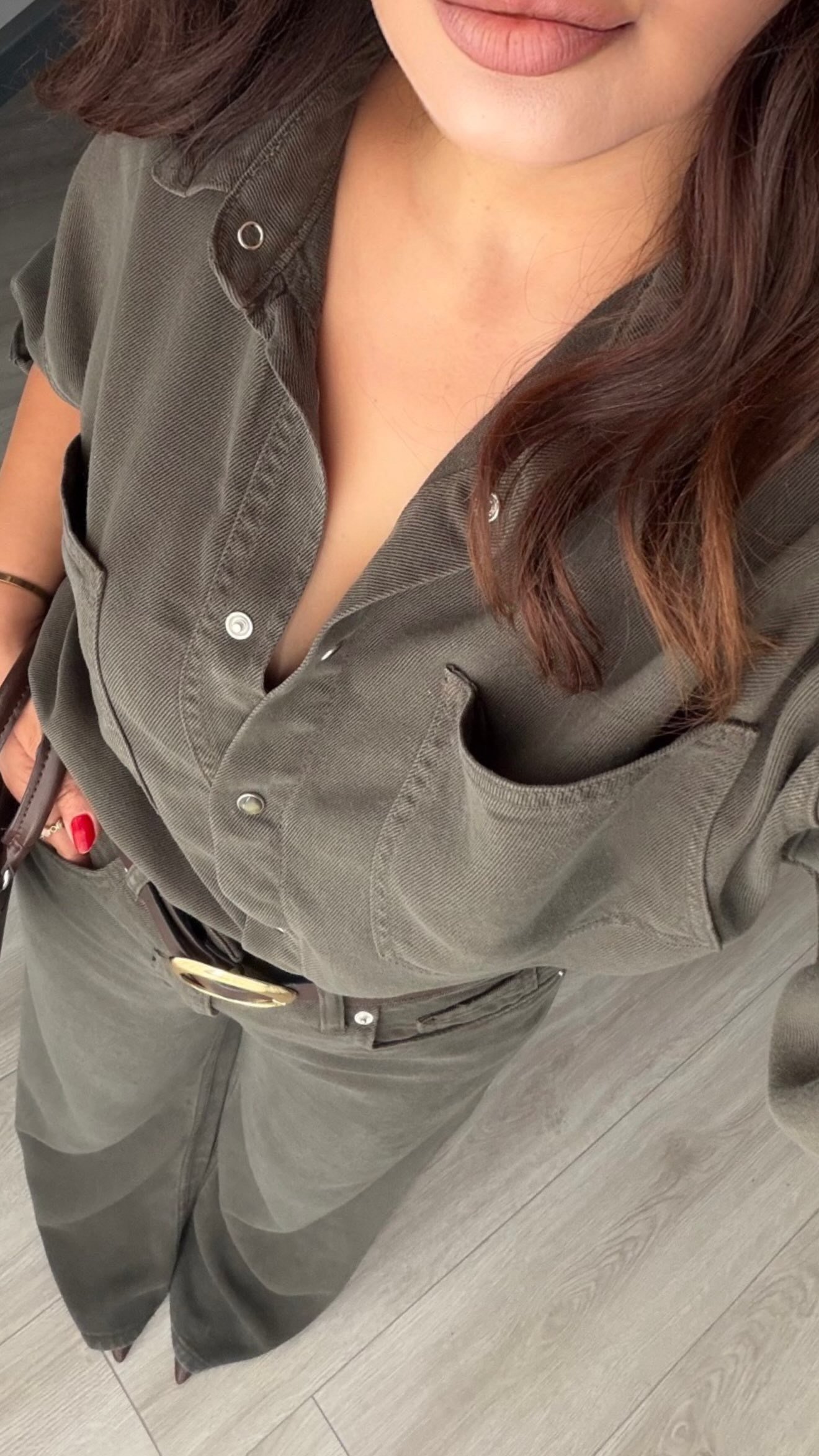 Haki Tencel Denim Gömlek-Pantolon Takım