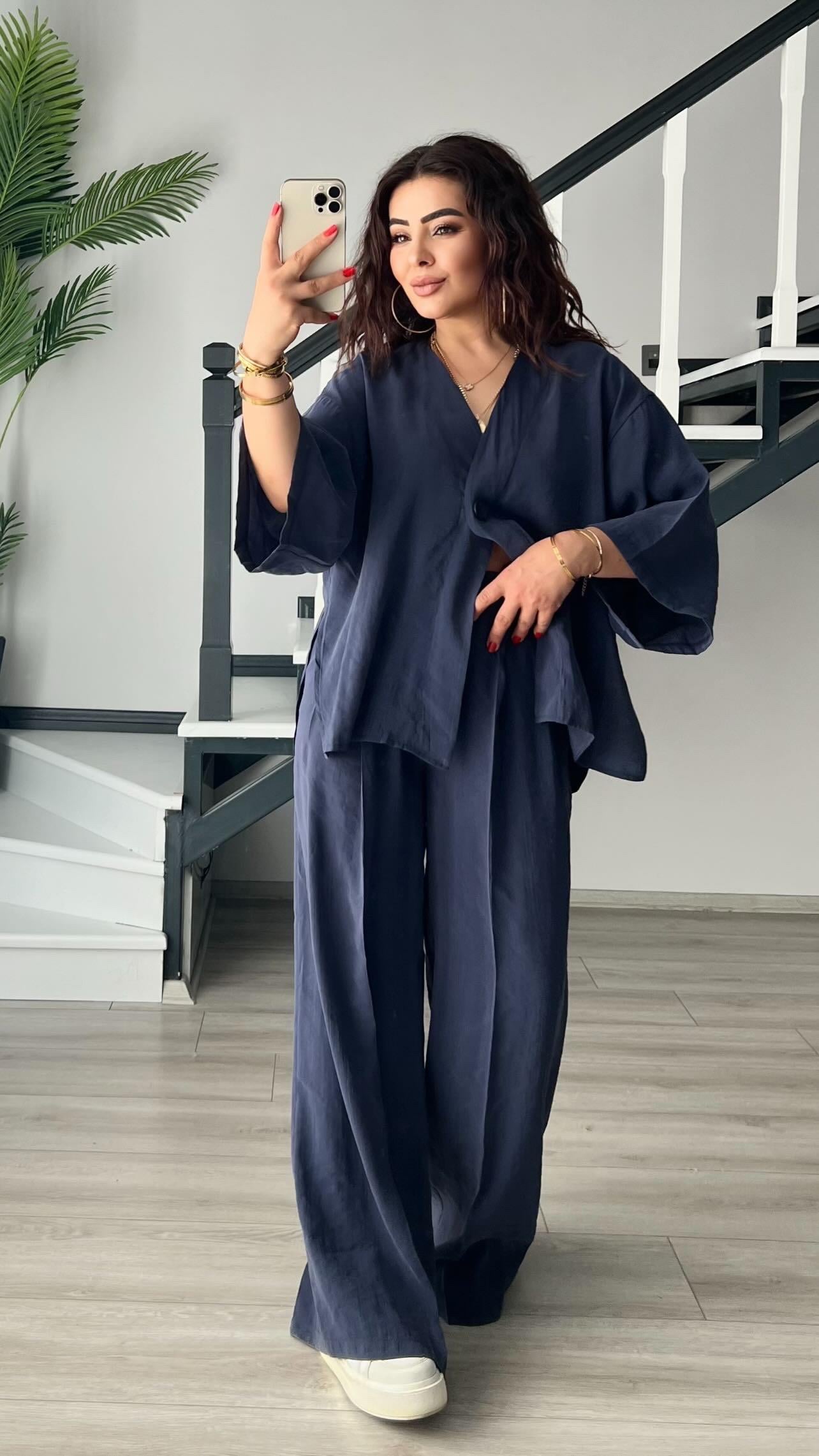İndigo Tnsel Tek Düğme Bluz