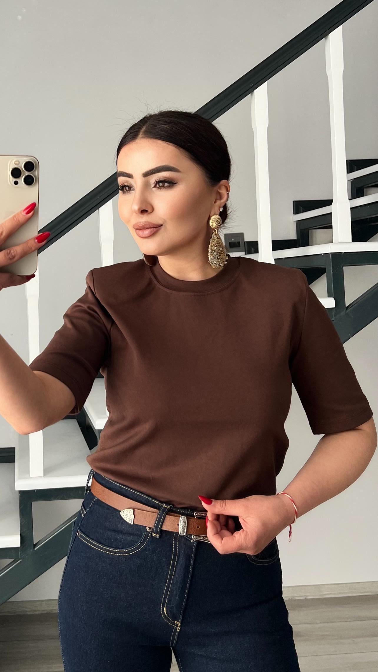 Kahve Premium Vatkalı Tişört