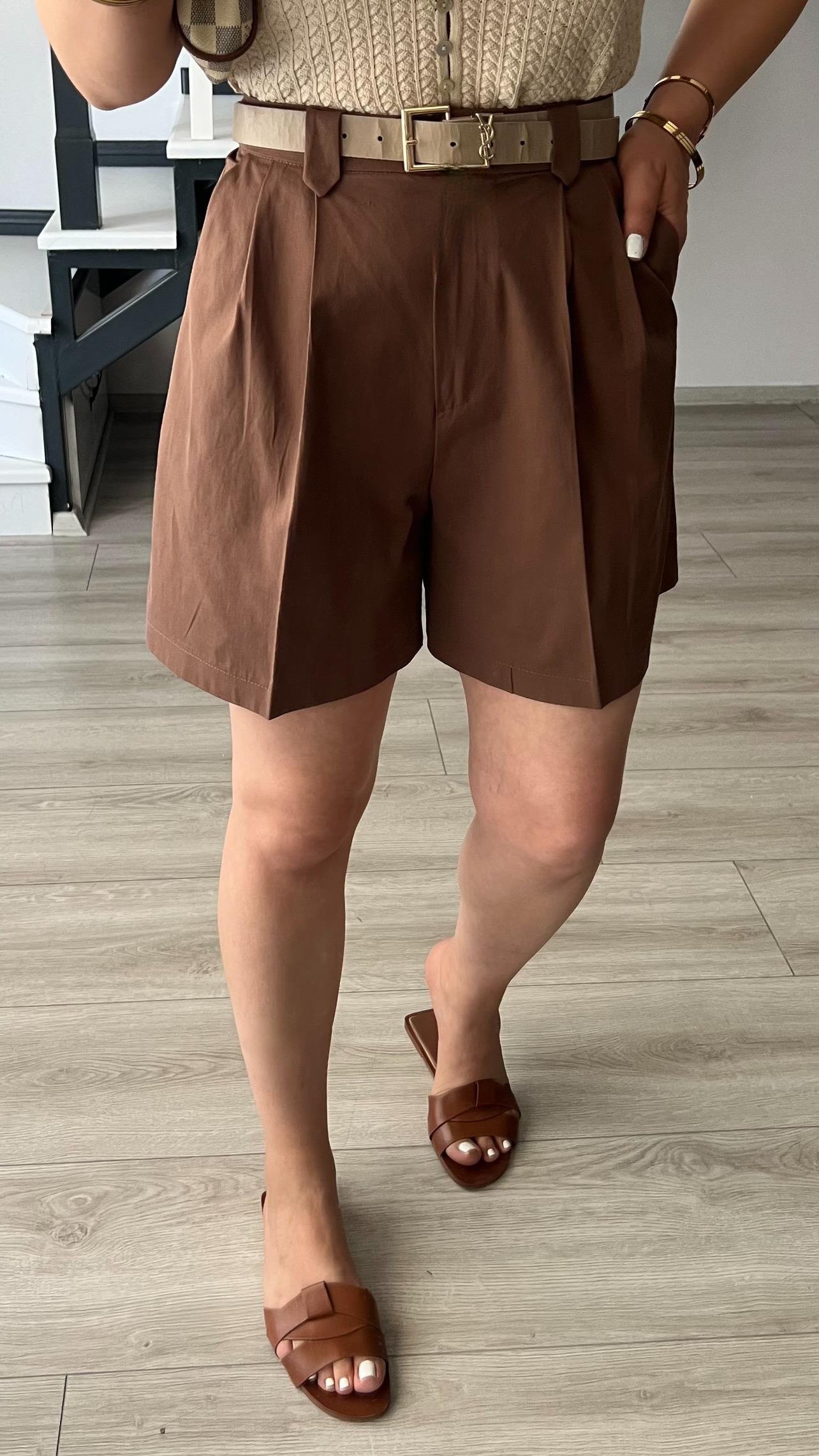 Kahve Şehir Boy Pamuklu Şort