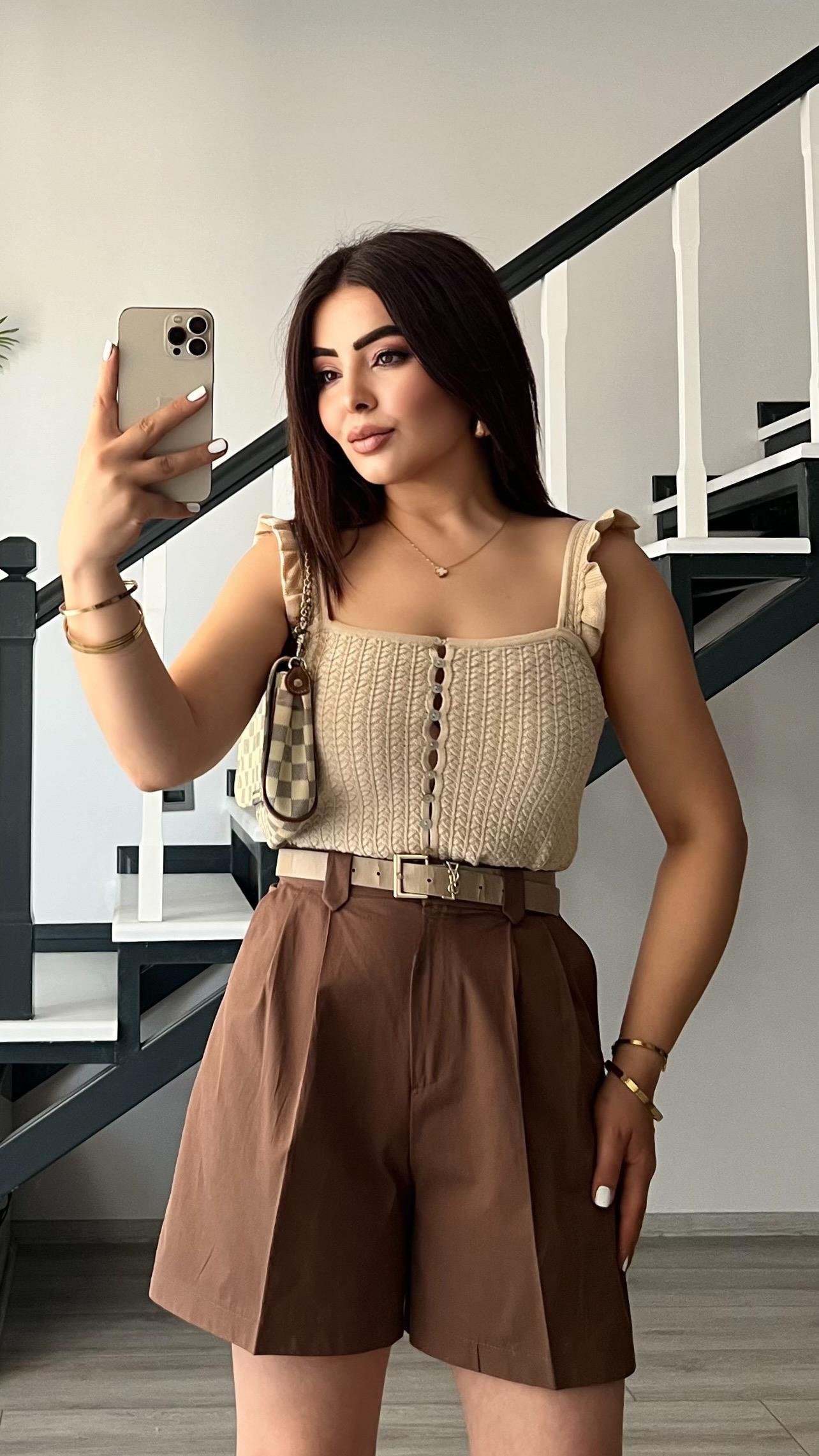 Kahve Şehir Boy Pamuklu Şort