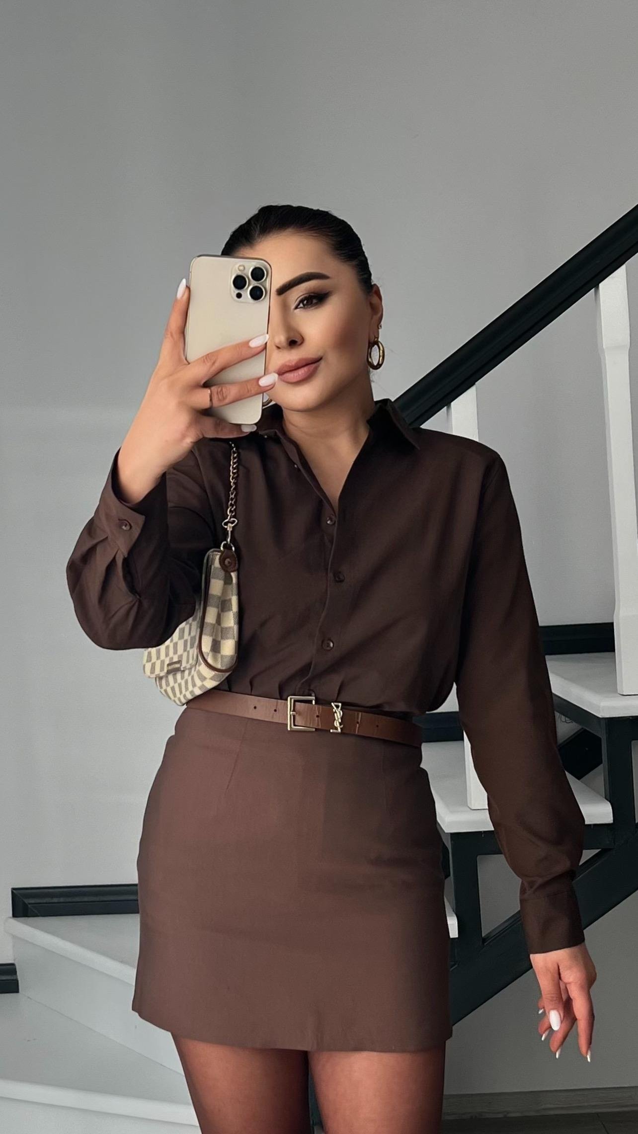 Kahve Vatkalı Basic Gömlek 