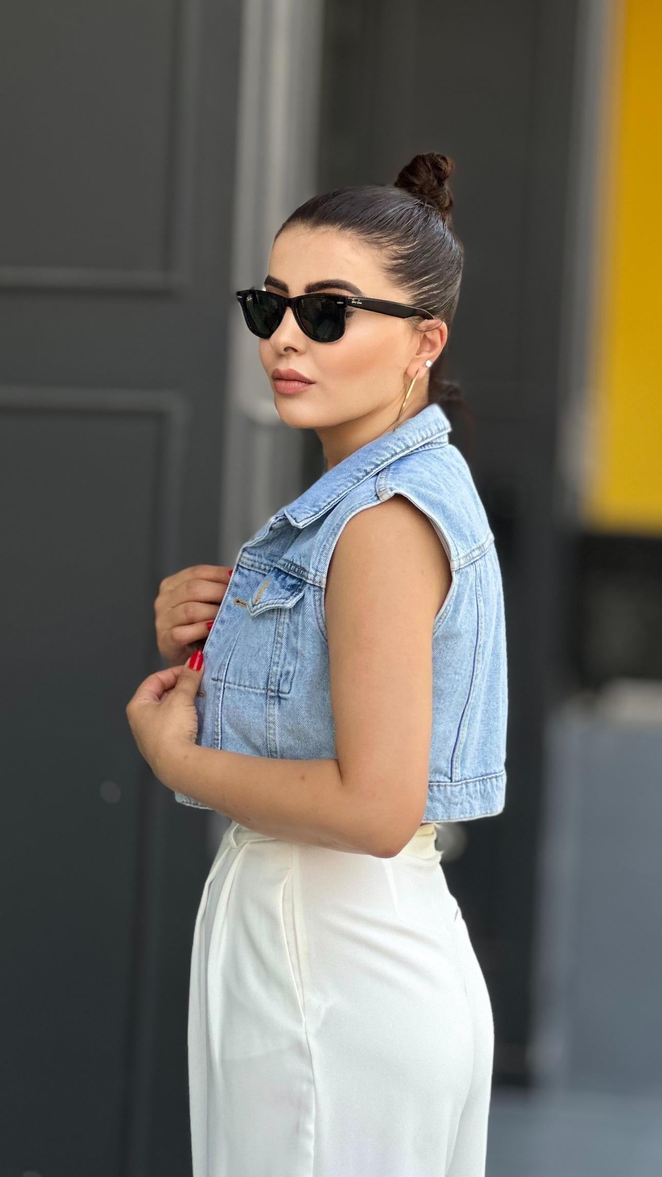 Kısa Denim Yelek 