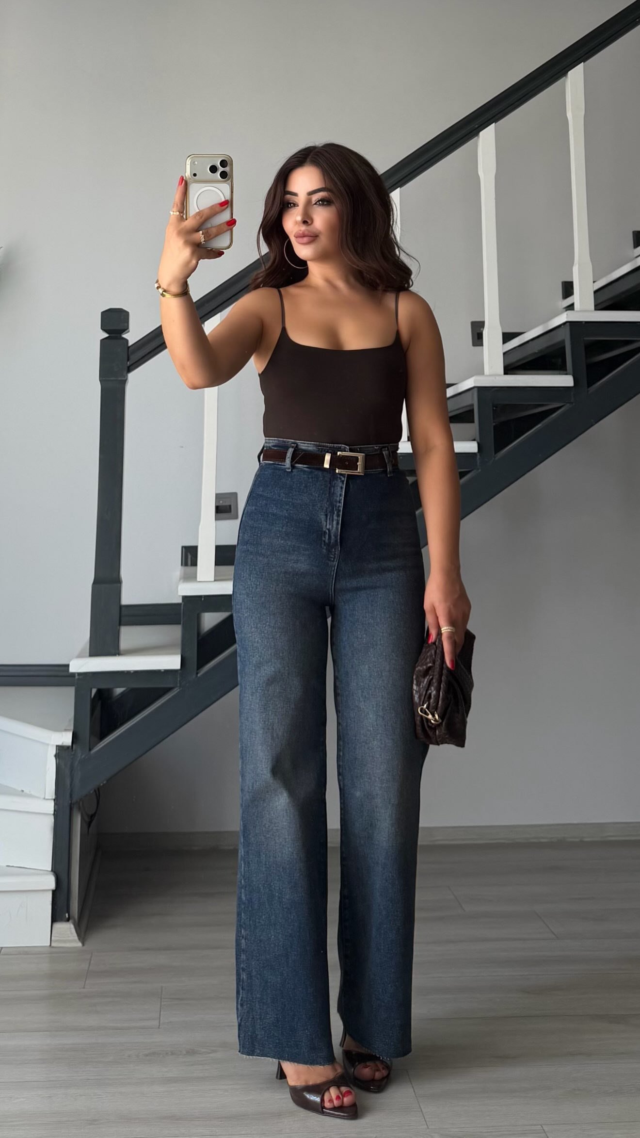Koyu Mavi Kemerli Likralı Straight Jean