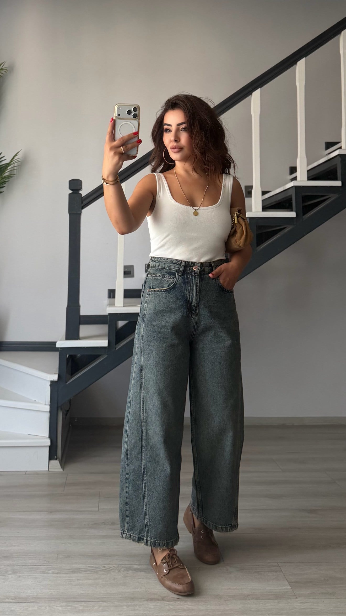 Koyu Mavi Ykamalı Yanı Çift Dikişli Baggy Jean