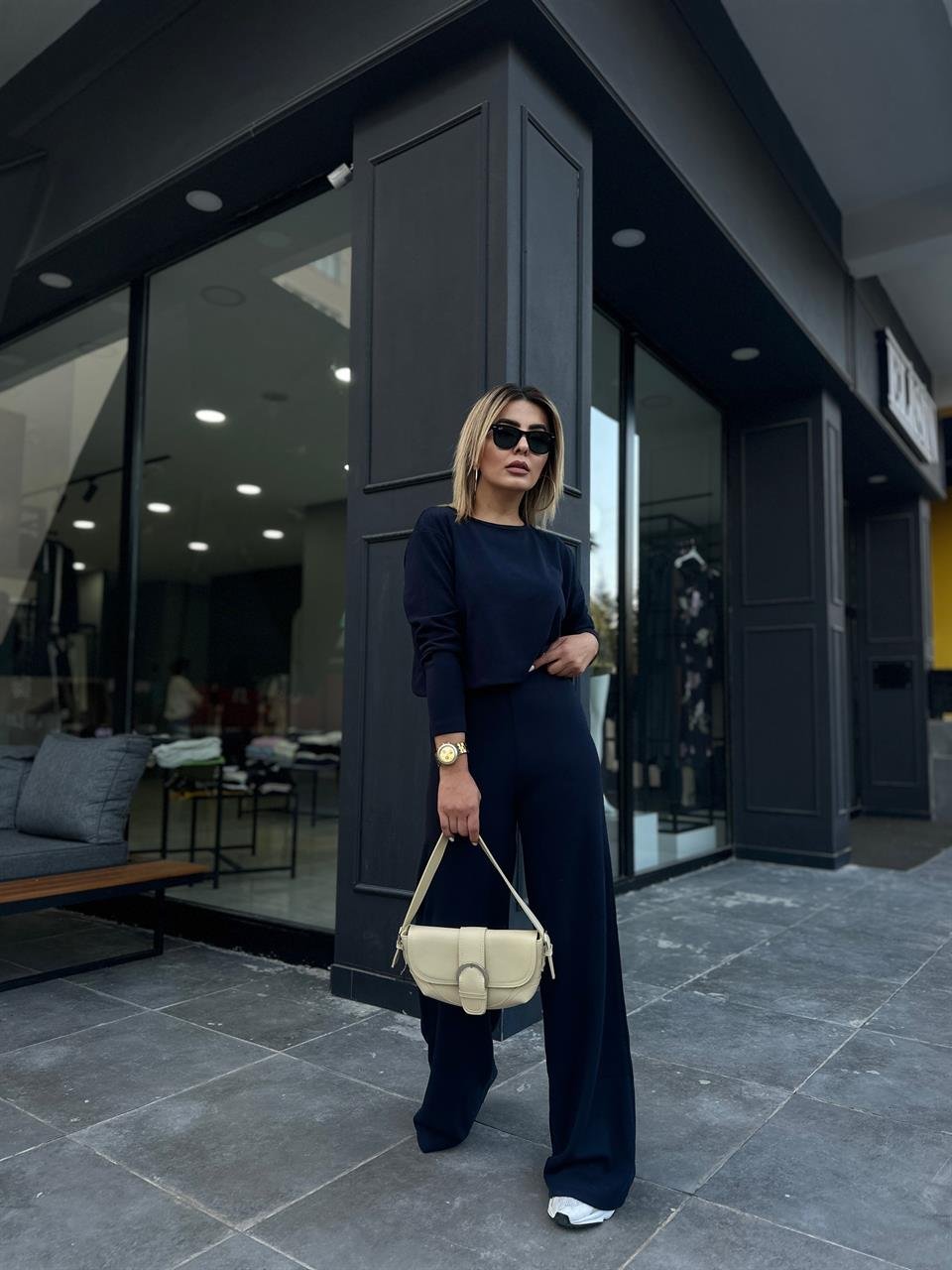 Lacivert Fitilli Triko 2'li Takım