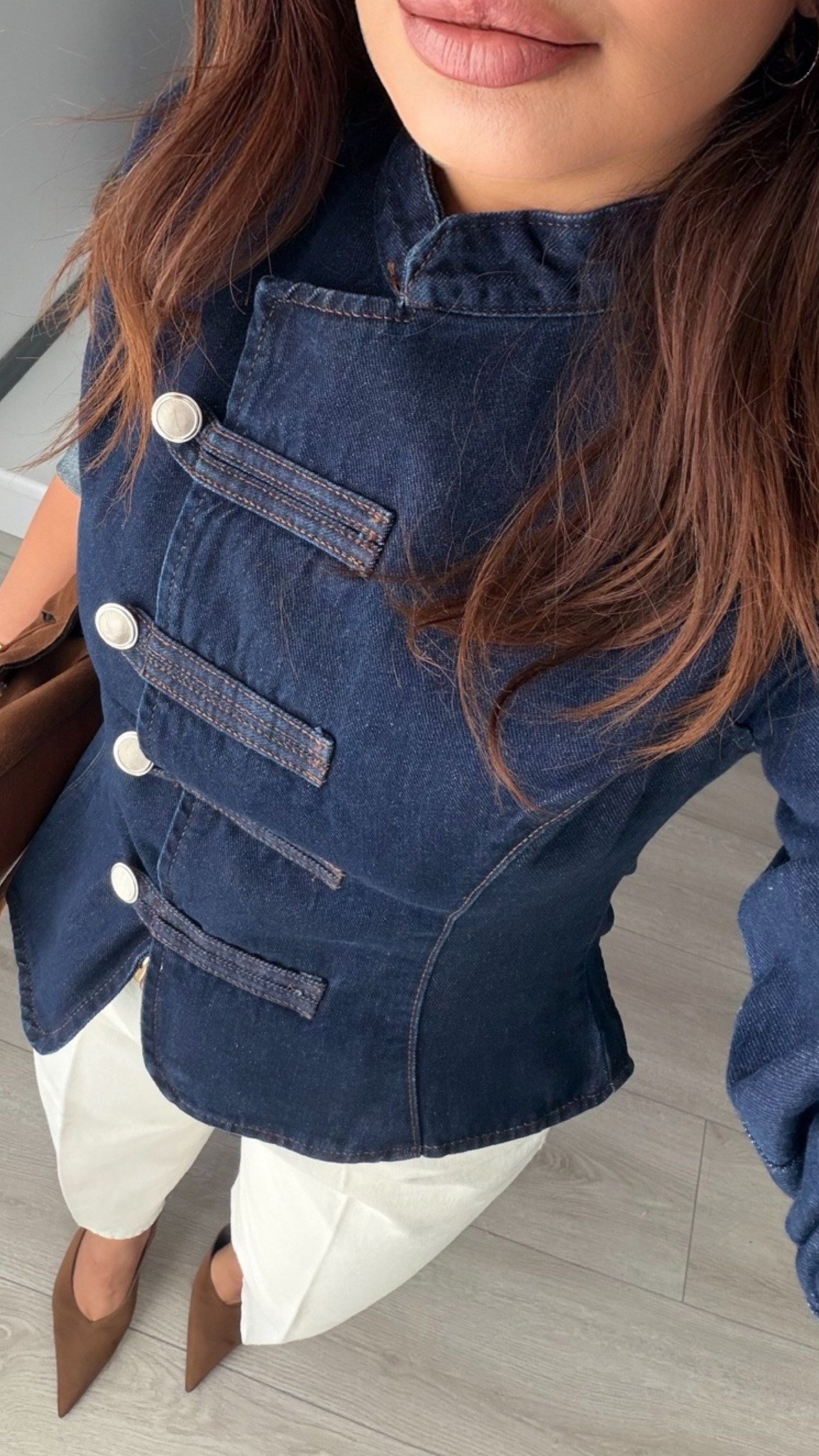 Lacivert Hakim Yaka Napolyon Denim Ceket