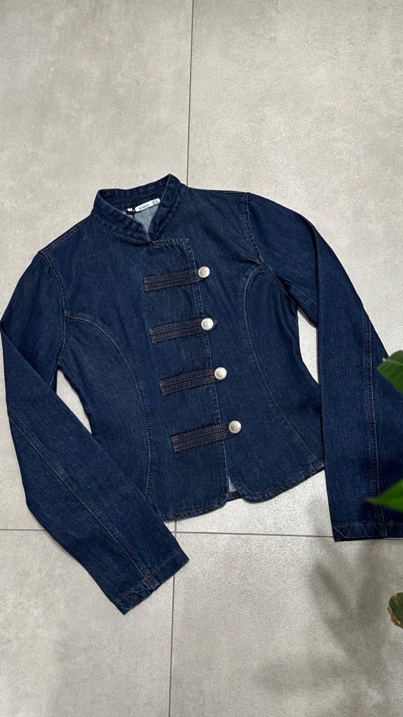 Lacivert Hakim Yaka Napolyon Denim Ceket
