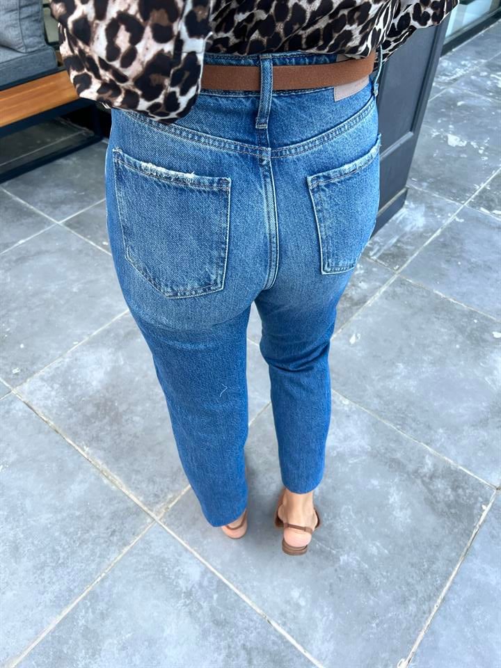 Lacivert Mom Fit Jean