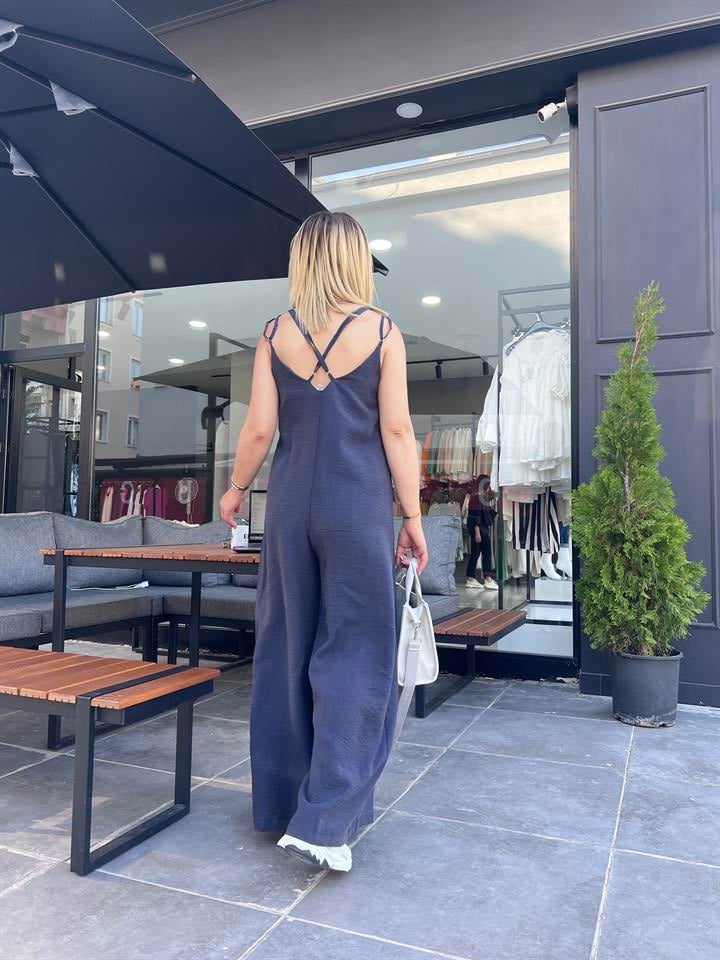 Lacivert Oysho Model Askıları Ayarlanabilir Tulum