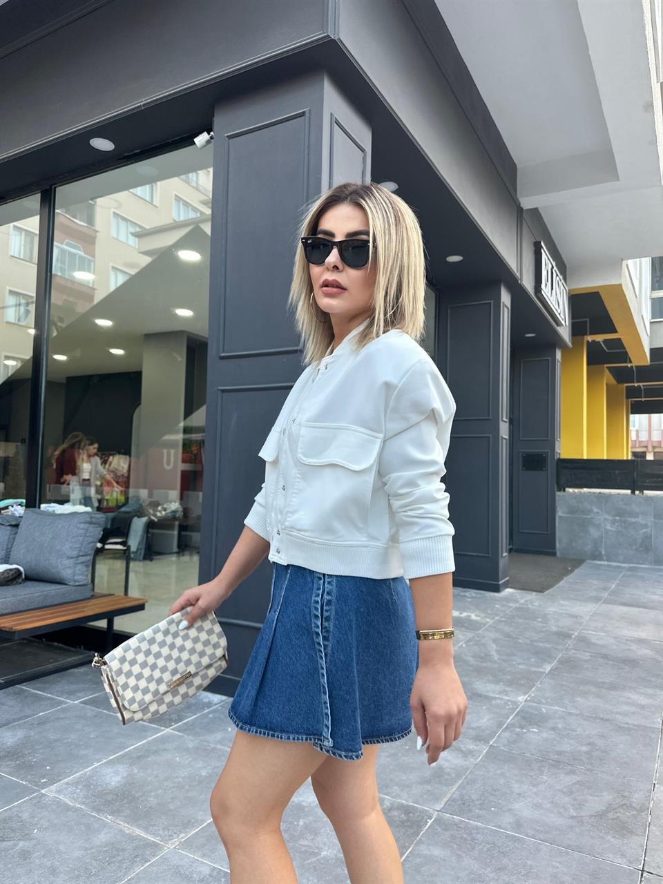 Lacivert Pileli Şort Etek 