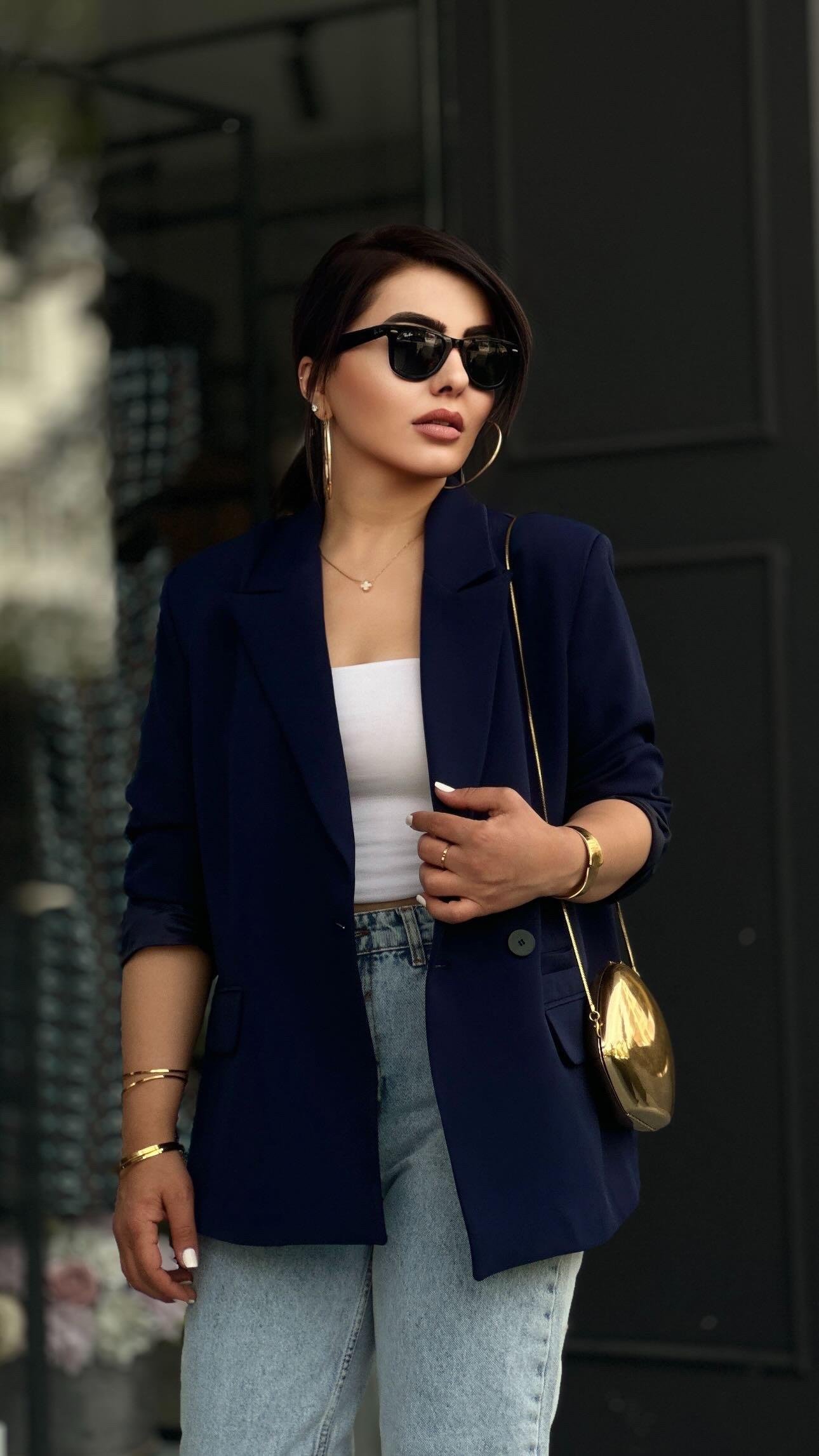 Lacivert Regular Tek Düğme Blazer Ceket 
