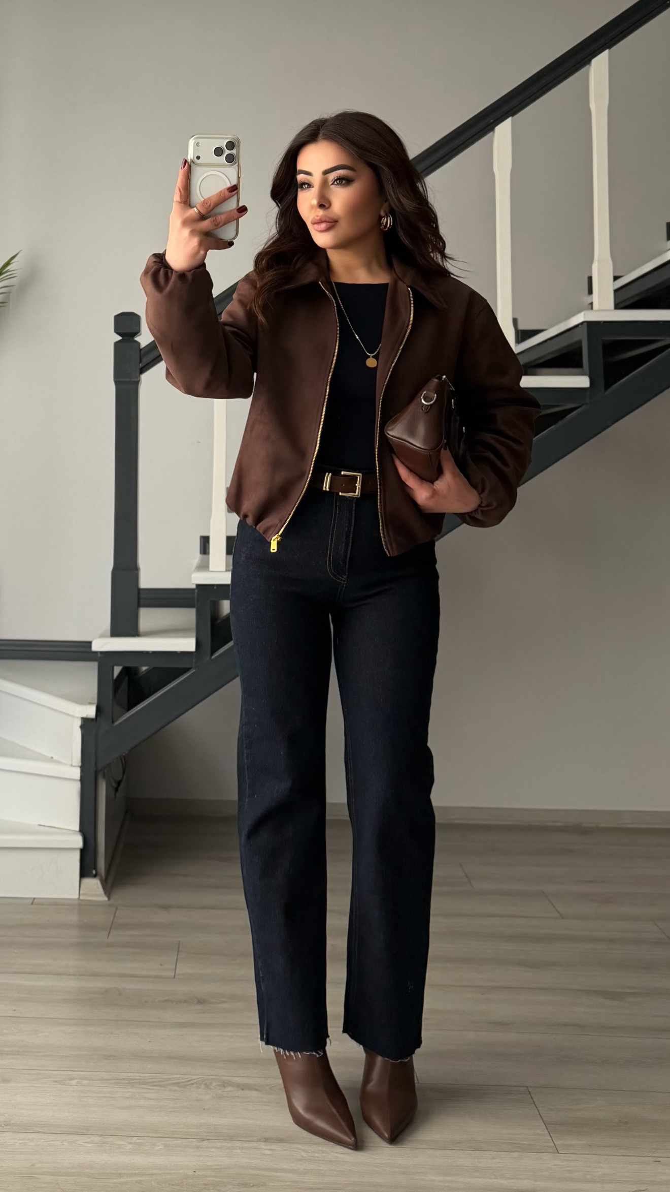 Lacivert Süet Kemerli Likralı Straight Jean