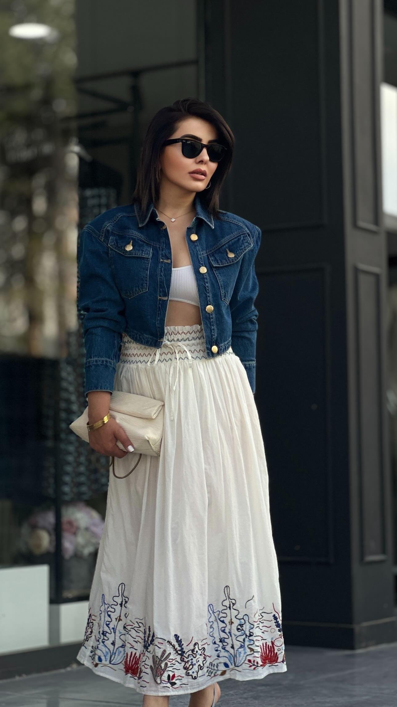 Lacivert Vatkalı Denim Ceket 