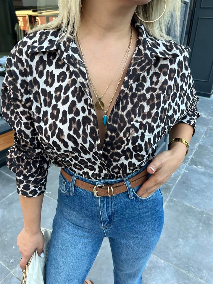 Leopar Desen Gömlek