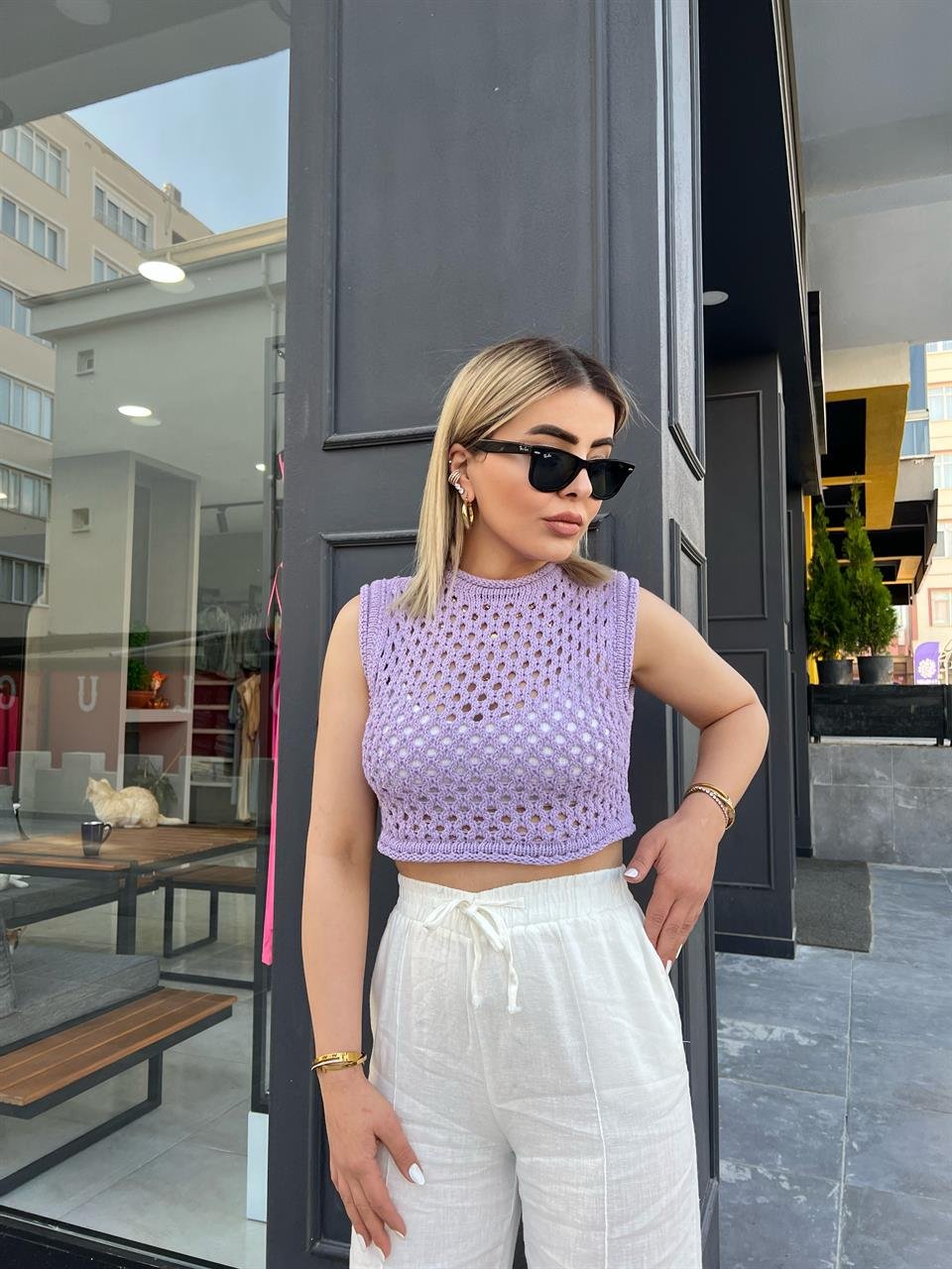 Lila Örme Crop