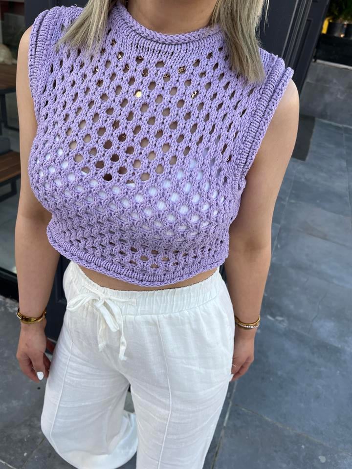 Lila Örme Crop