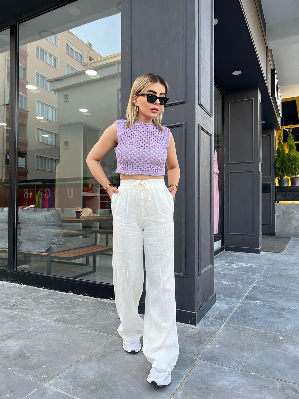 Lila Örme Crop