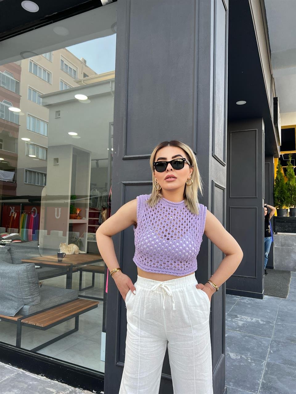 Lila Örme Crop