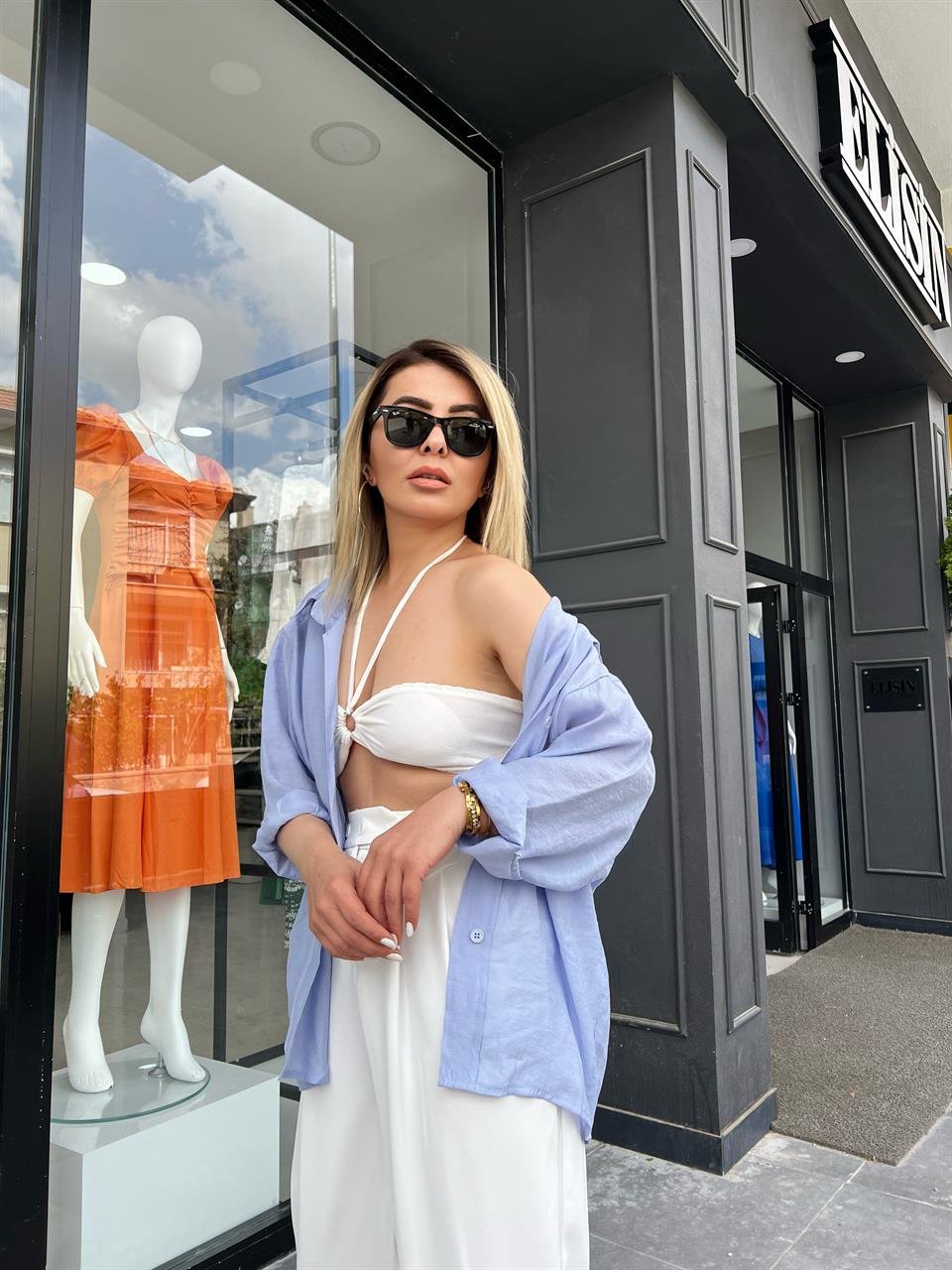 Lila Oversize Tensel Gömlek 