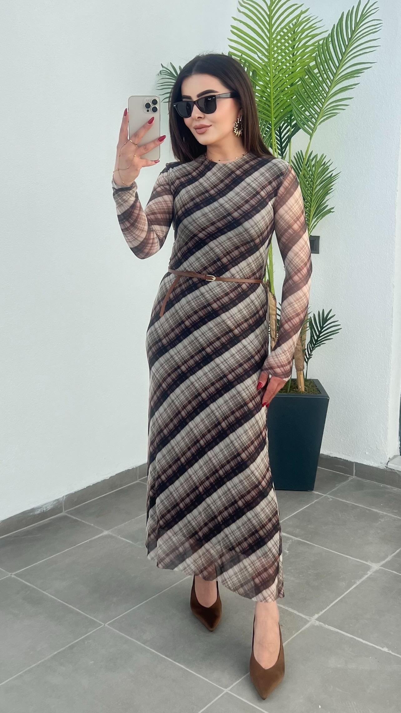 Marka Model Ekose Tül Elbise 