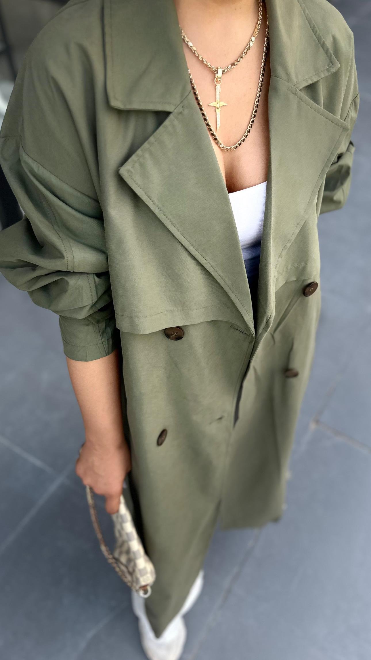 Marka Model Haki Oversize Trençkot