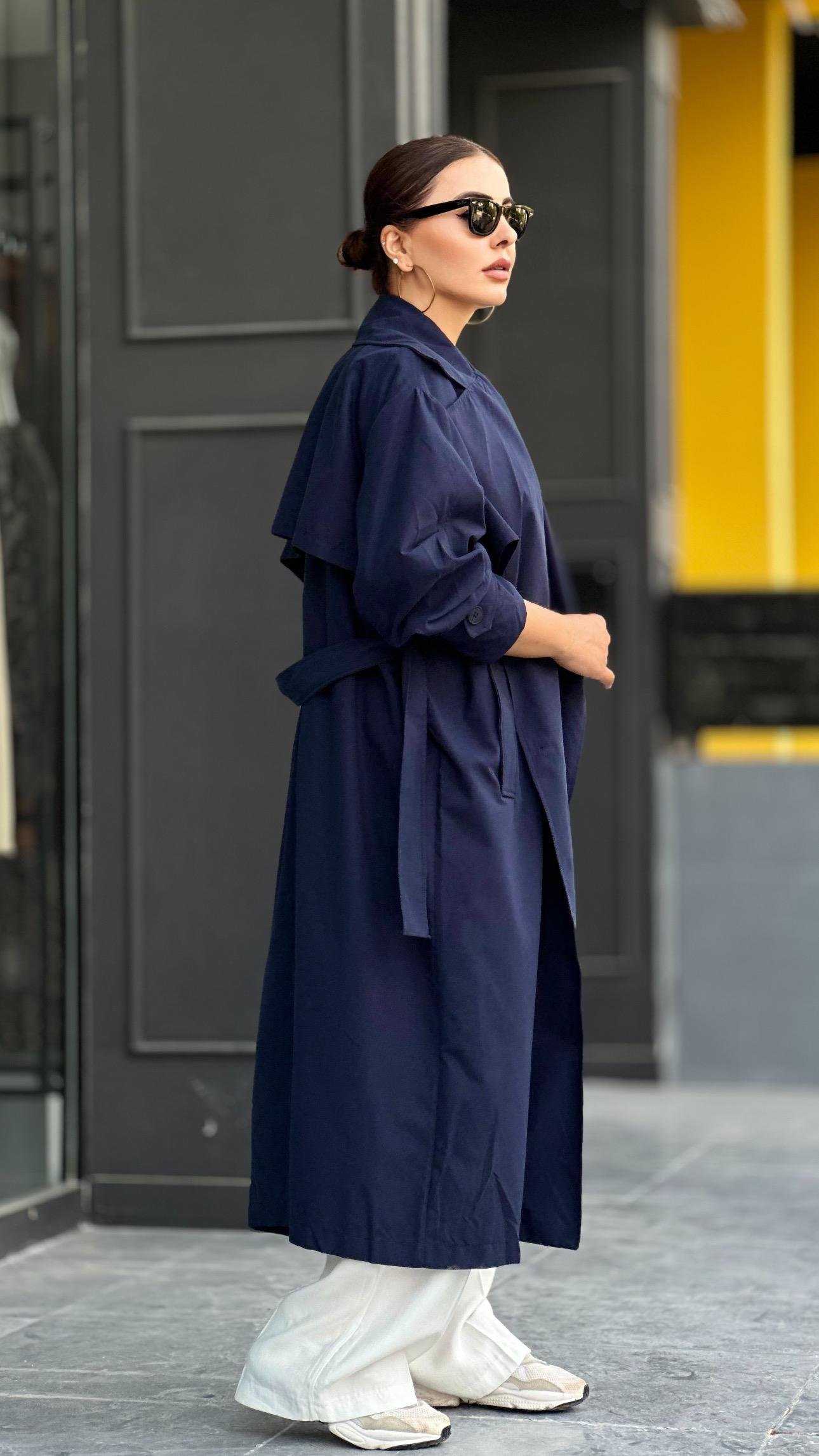 Marka Model Lacivert Oversize Trençkot