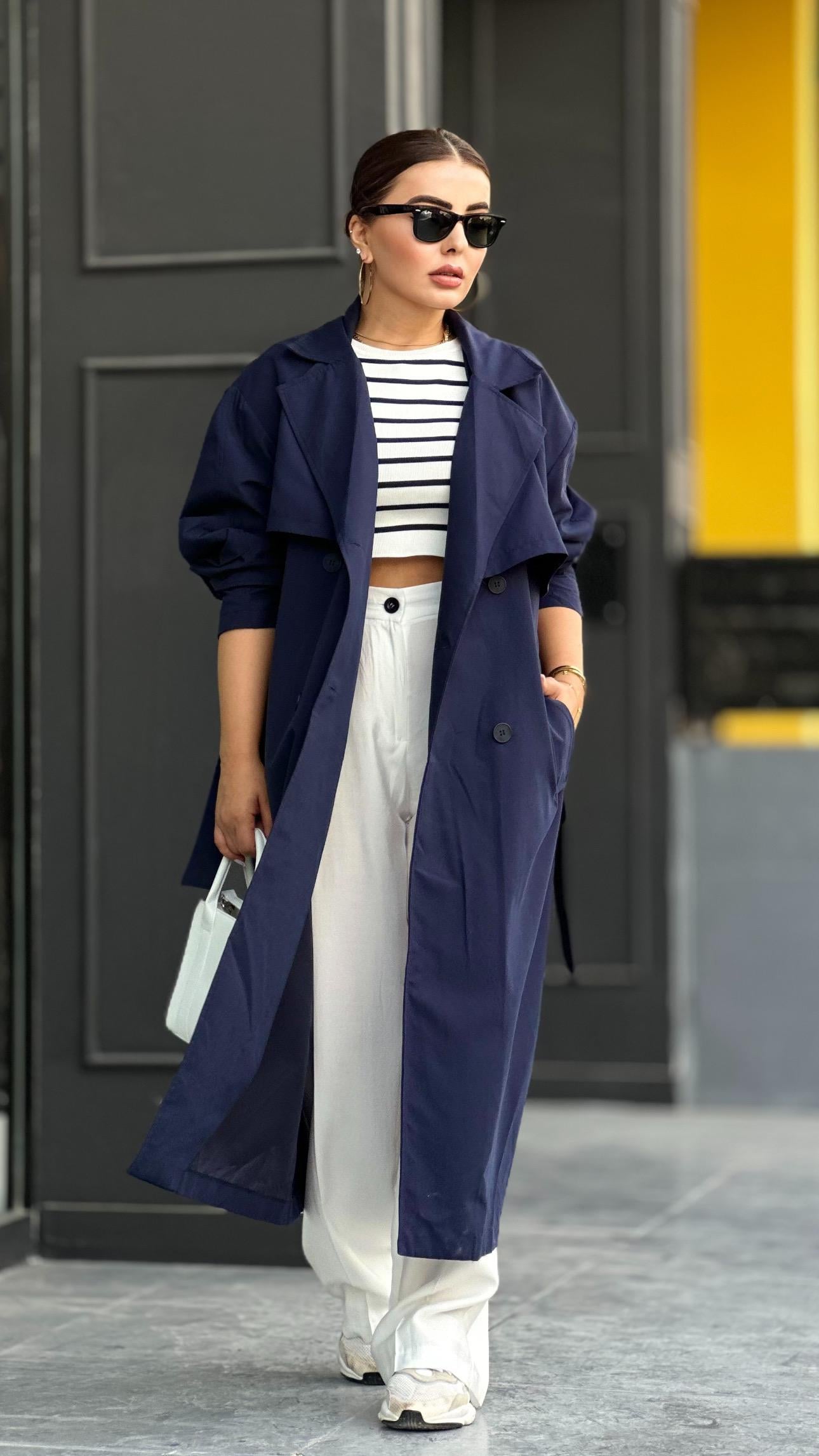 Marka Model Lacivert Oversize Trençkot