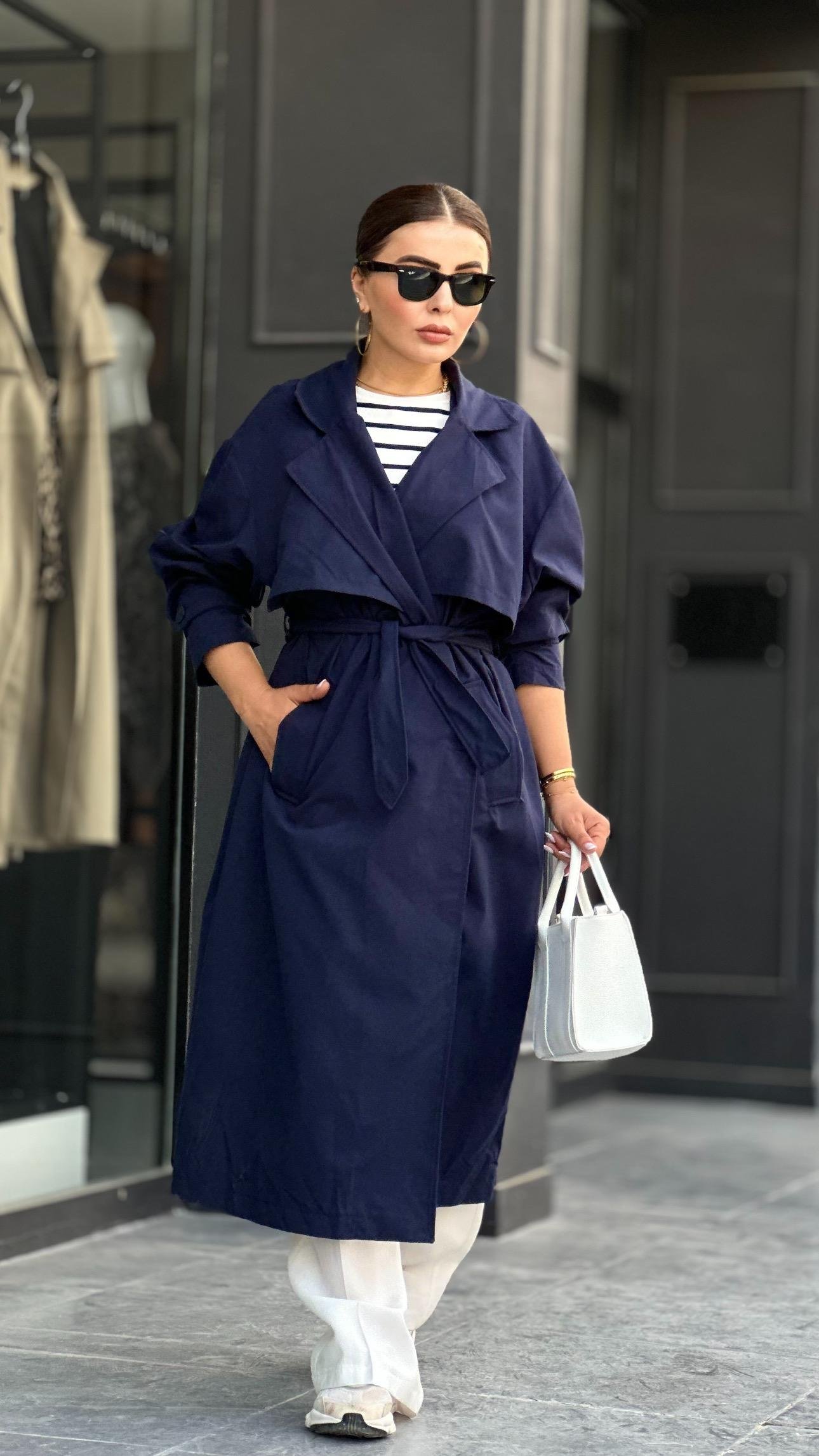 Marka Model Lacivert Oversize Trençkot